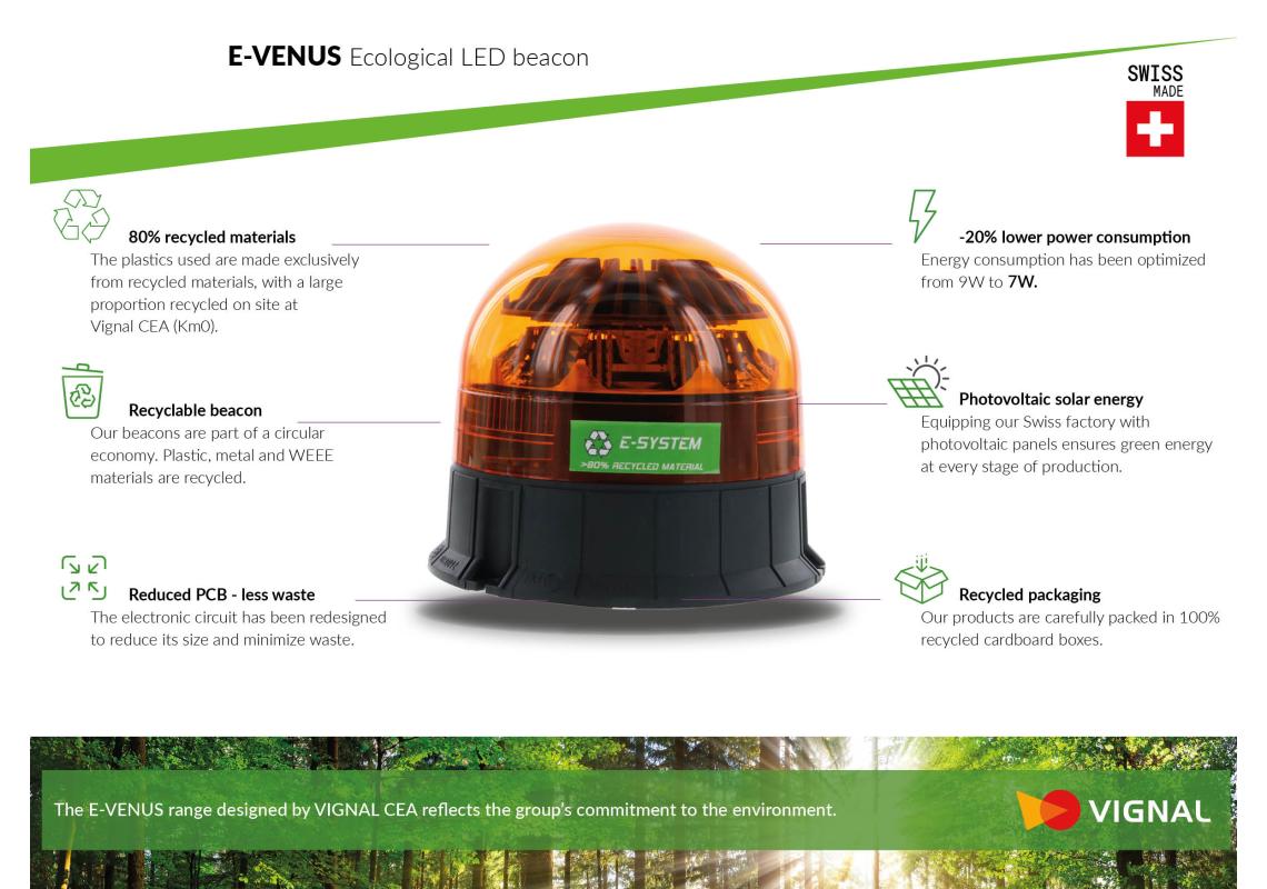 Gyrophare écologique led à visser double flash ambre - 3 vis
